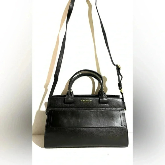 Halston Heritage black leather satchel handbag - Picture 11 of 12